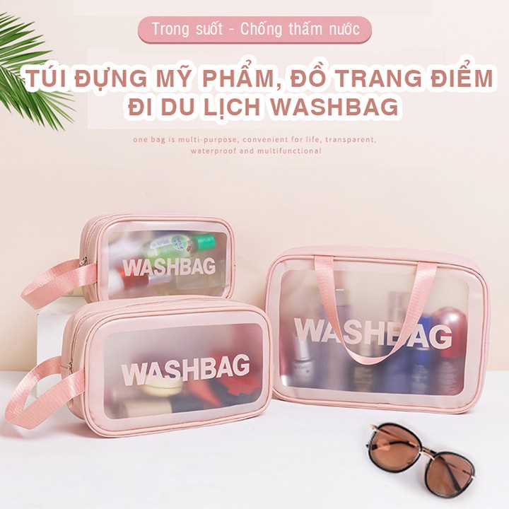 Túi hộp đựng mỹ phẩm du lịch trong suốt, đồ trang điểm ,quần áo tập gym yoga washbag, chống thấm nước nhiều kích thước