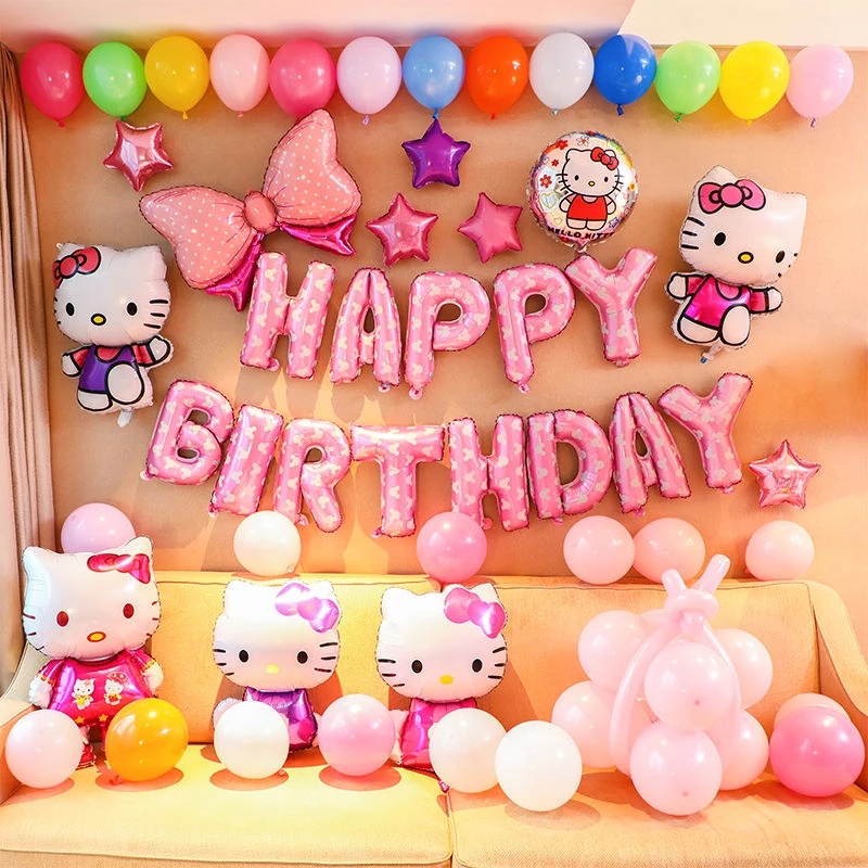 Bong Bóng Lá Nhôm Hình Mèo Hello Kitty Hoạt Hình Trang Trí Tiệc Sinh Nhật Cho Bé