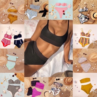 (Nhiều Mẫu Có Bigsize) Đồ Bơi Áo Tắm Bikini Đi Biển 2 Mảnh Lưng Cao Xuất Khẩu