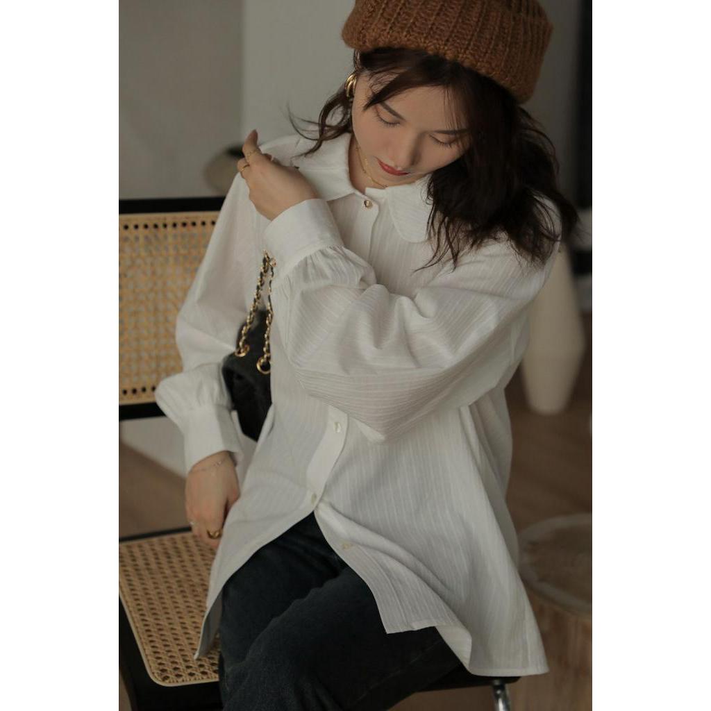 Áo Sơ Mi Cổ Búp Bê Hai Lớp Dáng Rộng Thời Trang Dành Cho Nữ 60794