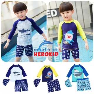 Bộ đồ bơi dài tay kèm nón bơi - Đồ bơi dài tay bé trai