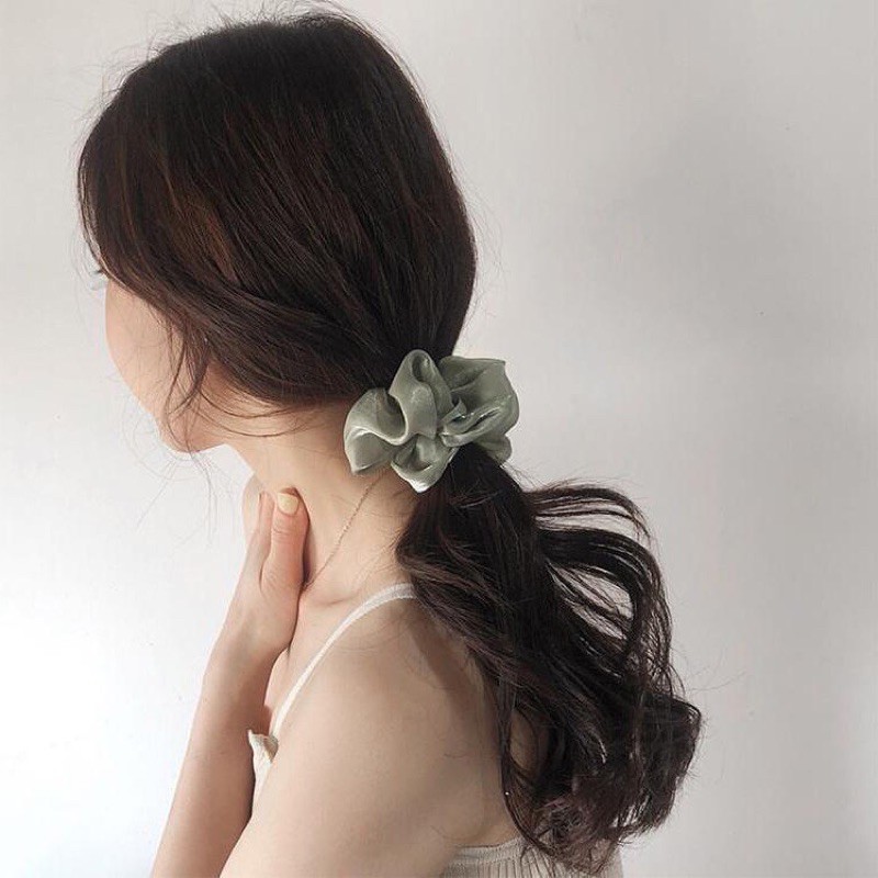 Dây Cột Tóc Lalila Vải Scrunchies Nhũ Lấp Lánh Bản To Cao Cấp Phong Cách Cổ Điển Pháp DC15