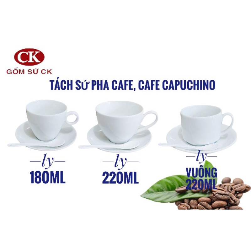 Set tách cafe hàng CK cao cấp kèm muỗng và dĩa kê 180ml, 220ml