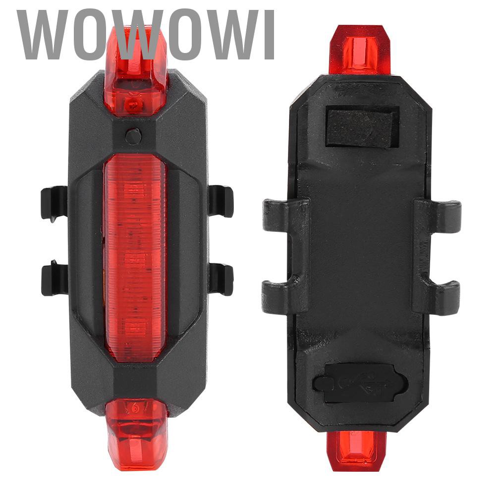 Wowowi Portable USB Rechargeable Bicycle Tail Bike Rear Safety Warning Light Lamp Super Bright