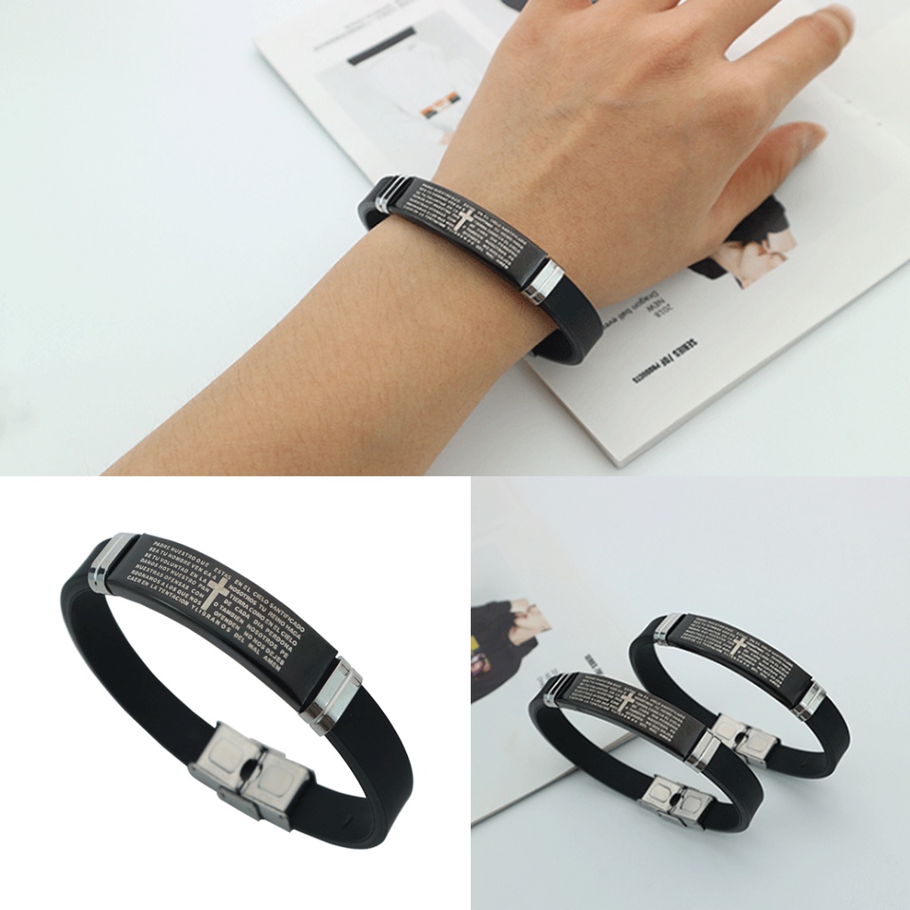Vòng Đeo Tay Bằng Thép Không Gỉ Hình Thánh Giá Dành Cho Nam