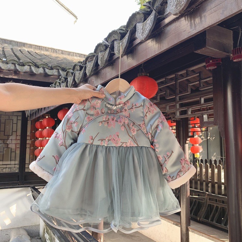 Váy hoa đào cho bé