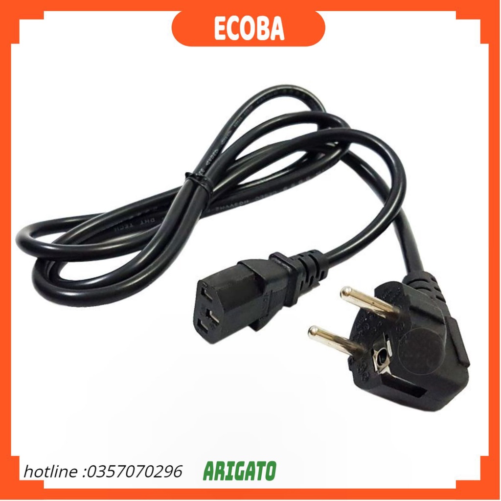 Dây Nguồn Máy tính PC,dây nguồn laptop dẹt đen xám 1.5m 2 chấu 3 chấu loại tốt ECOBA
