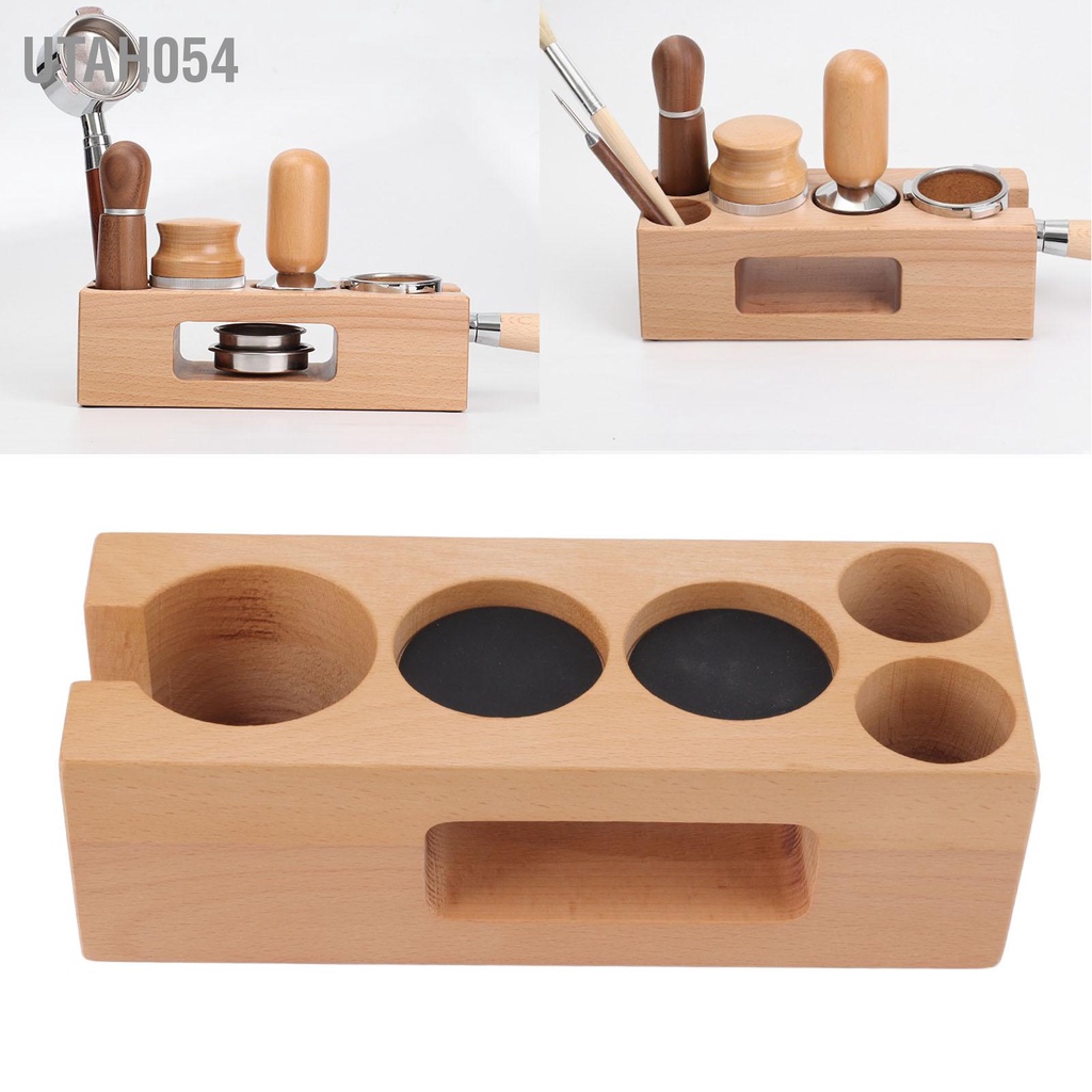 Utah054 Giá đỡ băng đĩa cà phê bằng gỗ 5 lỗ Trạm không trượt với thảm cho quán Trang chủ