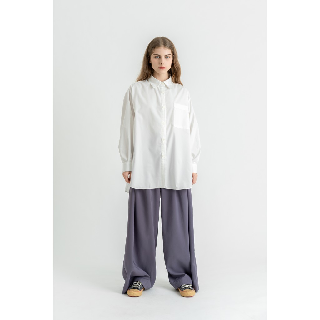 Áo sơ mi nữ KHÂU BY CQ màu trắng Oversized