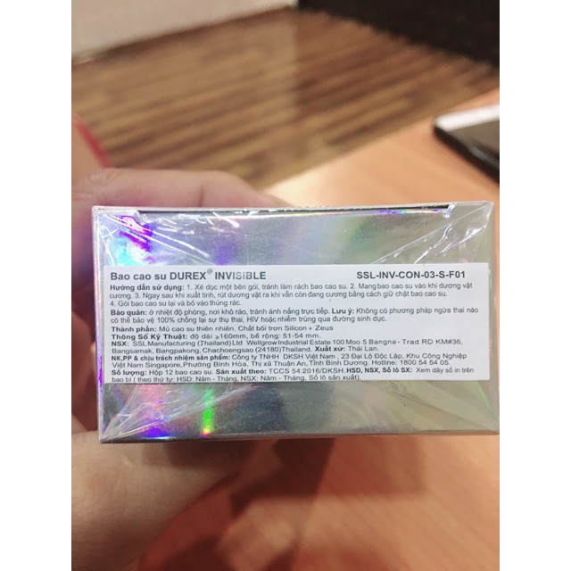 Hộp 10 BAO CAO SU SIÊU MỎNG DUREX INVISIBLE EXTRA THIN - cho cảm giác thật như không sài bao