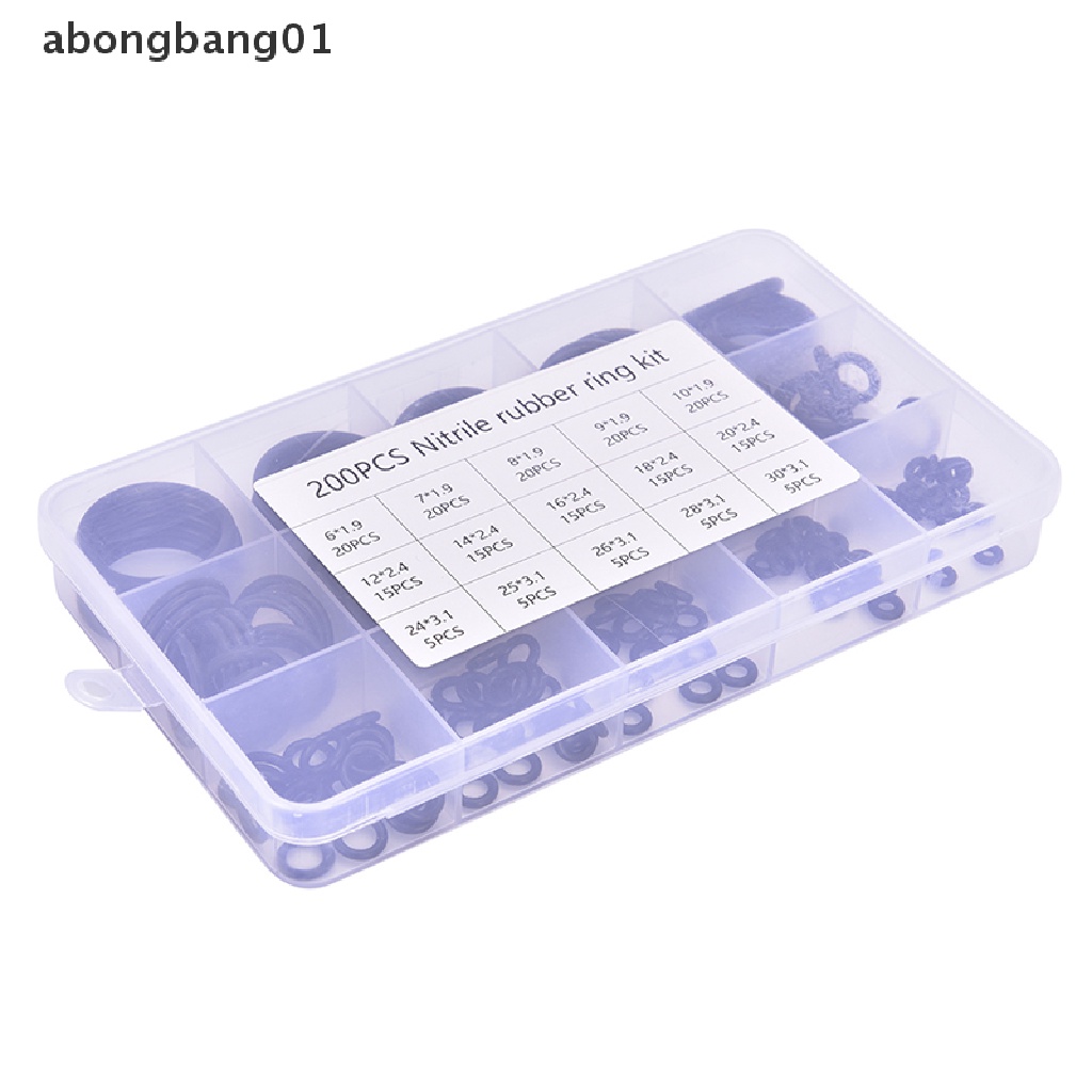 Hộp 200 vòng đệm cao su chữ O nhiều kích thước Bongbang01
