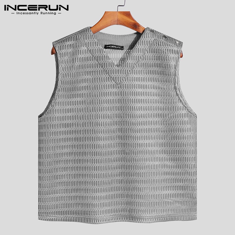 Áo ghi lê INCERUN cổ chữ v dáng rộng phong cách Hippie thời trang mùa xuân cho nam giới