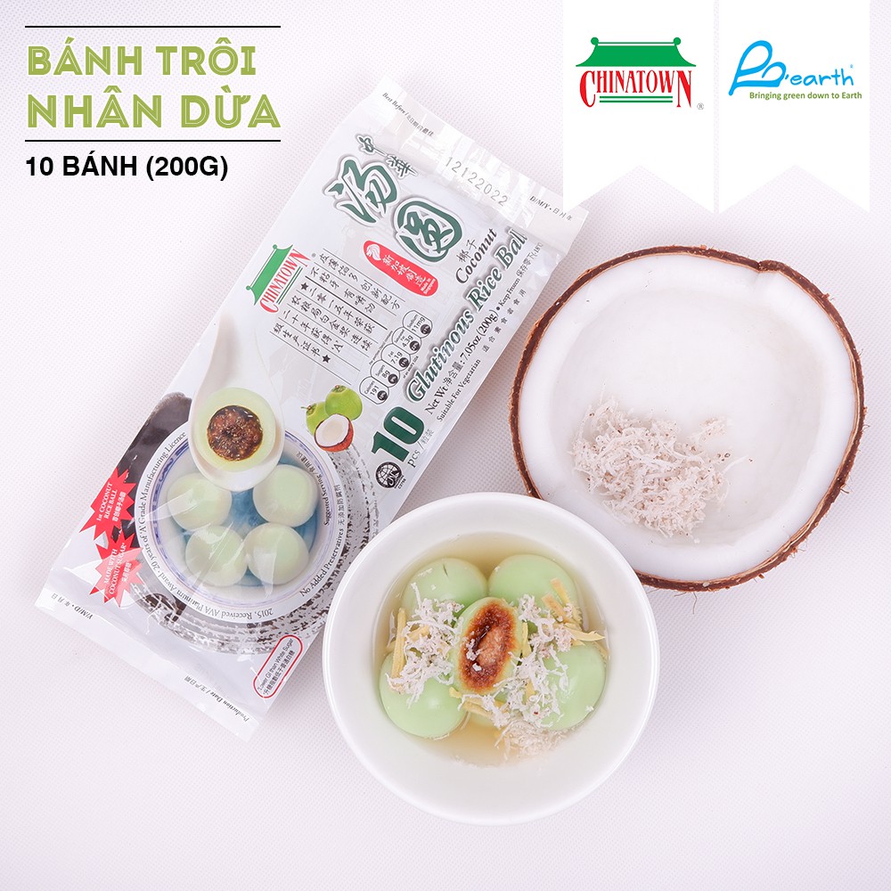 Bánh Chè Trôi Nước Dừa Thốt Nốt CHINATOWN 10 viên x 200g - Singapore Glutinous Rice Ball Coconut