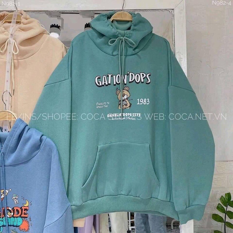 Áo hoodie nỉ bông hình gấu tay siêu bồng HANA75 | BigBuy360 - bigbuy360.vn