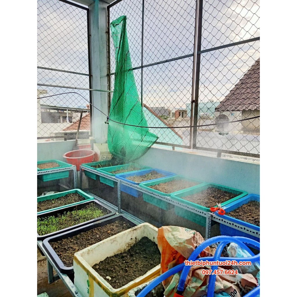 Trọn bộ tưới lan tự động phun sương 12 béc 4 hướng cho vườn 20m2 ráp sẵn có bh - MHL