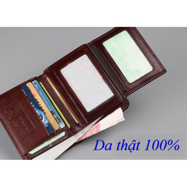 Combo 3 ví COR da bò thật 100% mã nhiều ngăn, ví nam, ví đứng, ví ngang, ví da thật