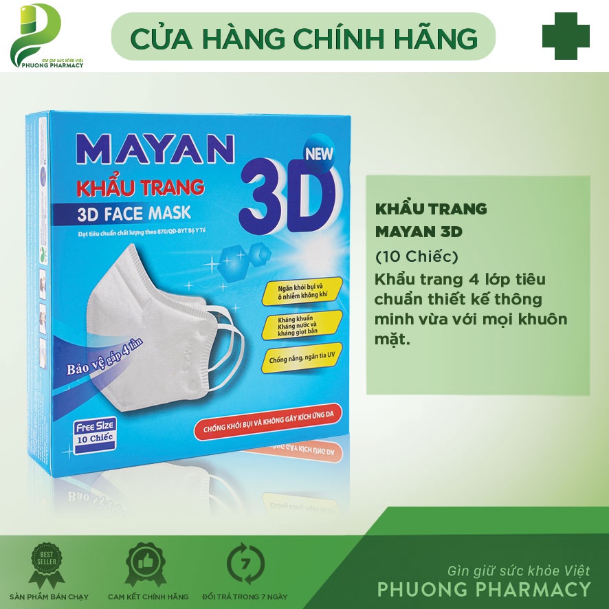 Khẩu trang Mayan 3D chống bụi mịn (hộp 10 chiếc)