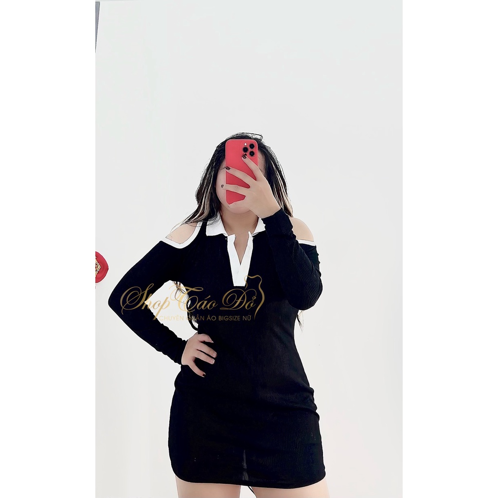 (TÁO ĐỎ BIGSIZE 55-90KG) Đầm Sọc Khoét Vai Ôm Body Sexy Sang Chảnh D25 ( ảnh thật shop chụp 100%) 🍎🍎🍎 | BigBuy360 - bigbuy360.vn