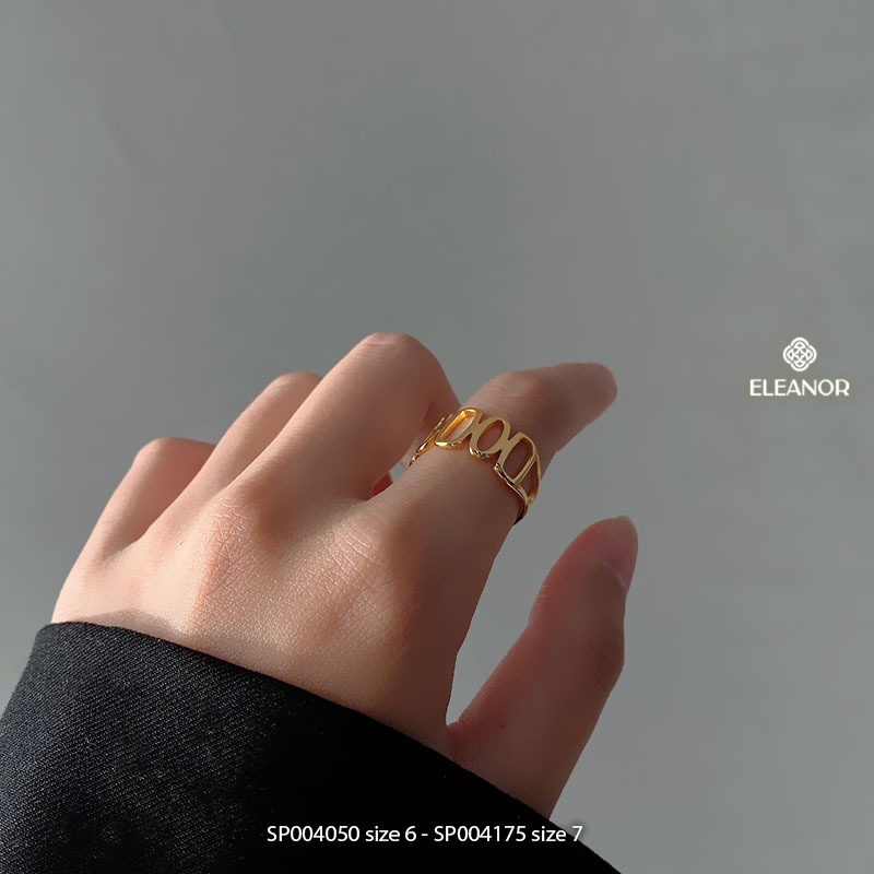Nhẫn nữ titan Eleanor Accessories hình học bản to phụ kiện trang sức 4045