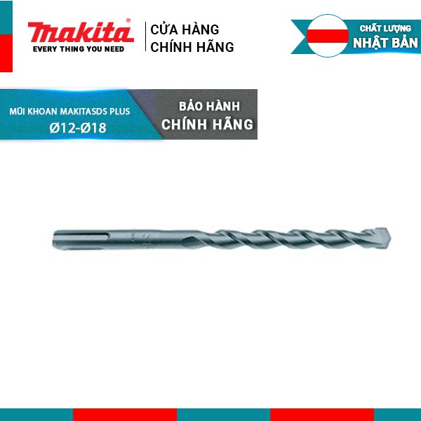 Mũi khoan Makita - SDS Plus ( Mũi TCT) (máy khoan bê tông 2kg) từ Ø12-Ø18 với nhiều chiều dài từ 160mm lên đến 460mm