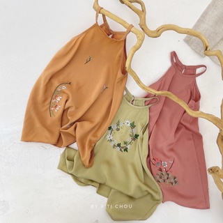 Váy yếm Lụa Xuân Hạ Thu cho bé gái P'ti chou - Thiết kế truyền thống thuê hoa cho bé gái từ 1 đến 7 tuổi.