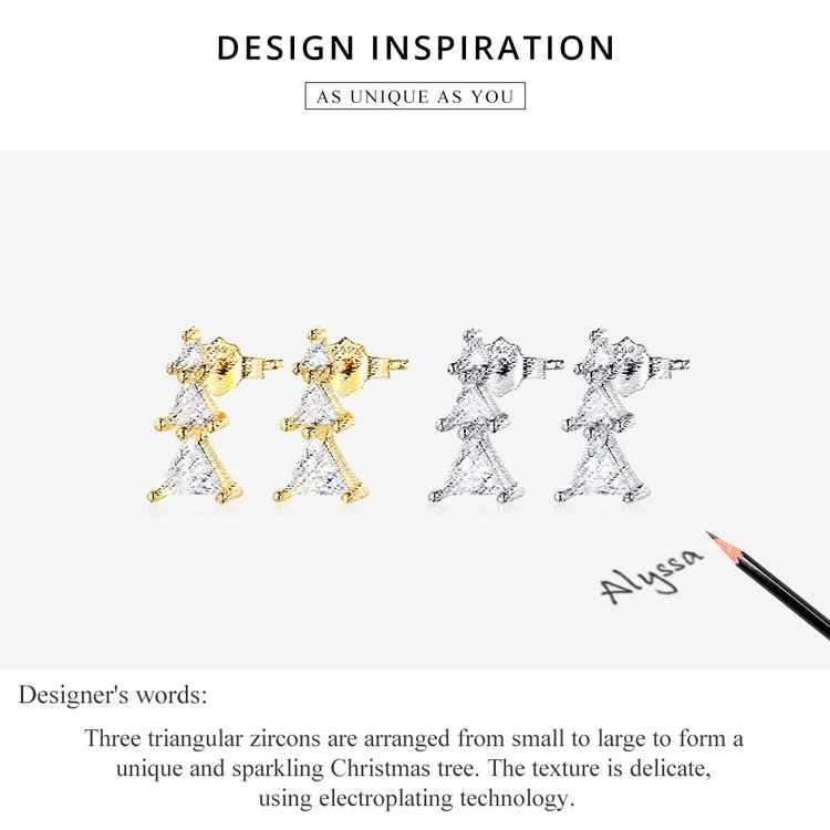 Đôi bông tai Bamoer Scene1268-A bằng bạc 925 họa tiết cây thông Noel có 2 màu tuỳ chọn dùng làm quà tặng cho nữ