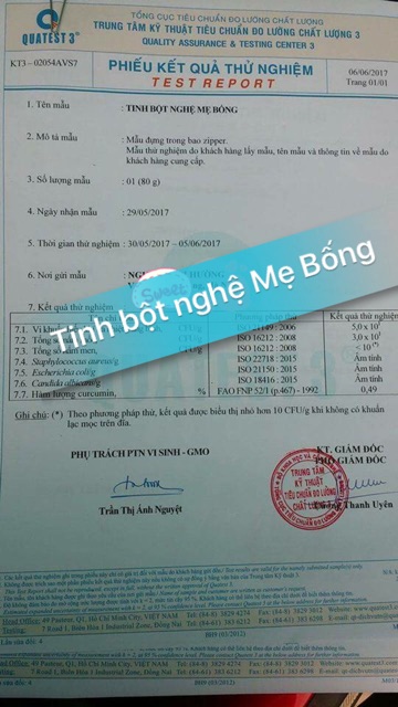 500g viên tinh bột nghệ mật ong(kèm phiếu xét nghiệm)