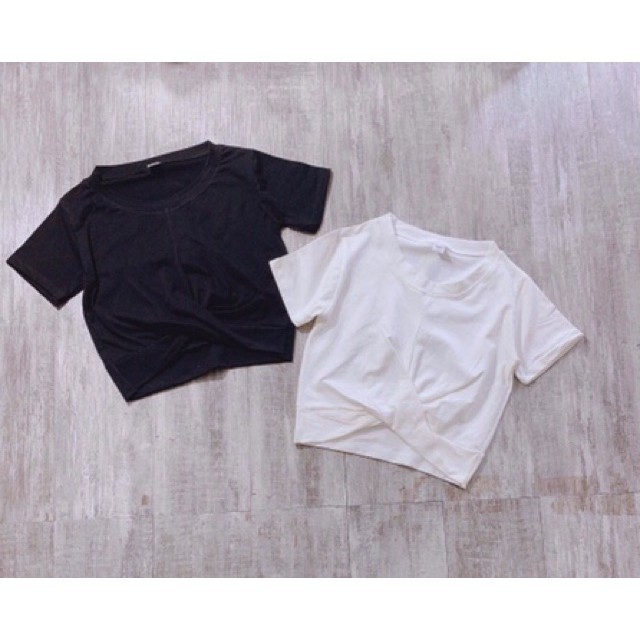 [Mã FAMAYWA giảm 10K đơn 50K] Áo thun croptop xoắn eo ngắn tay | BigBuy360 - bigbuy360.vn