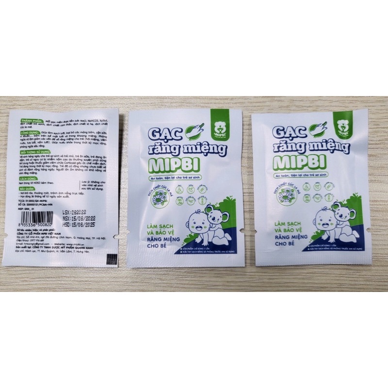 Hộp 30 gói gạc răng miệng Mipbi cho trẻ từ sơ sinh