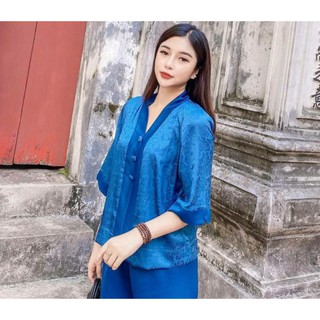 SET BỘ BỜ LAI LỤA GẤM 3 NÚT #ĐỒ LAM _ĐỒ ĐI CHÙA