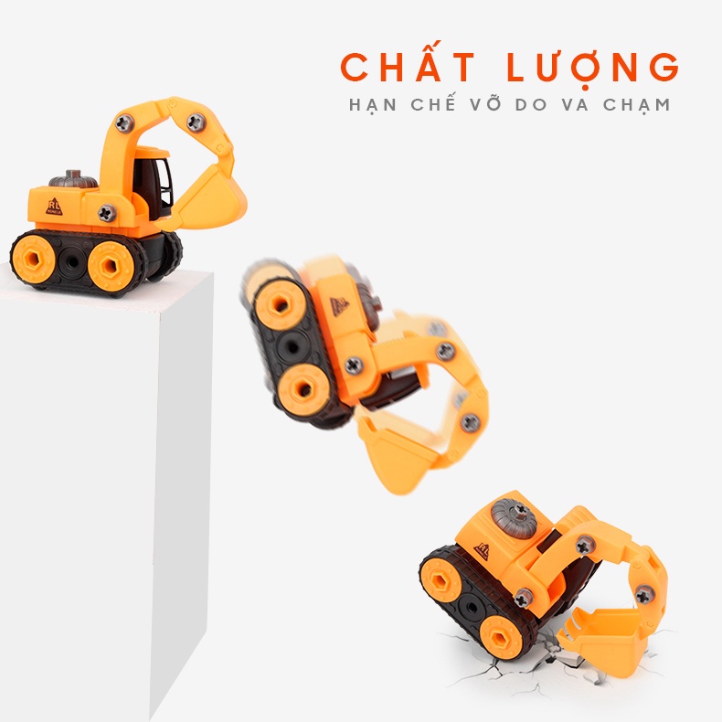 Bộ xe đồ chơi lắp ráp cho bé với nhiều chủ đề công trường cứu hỏa cảnh sát XDC27