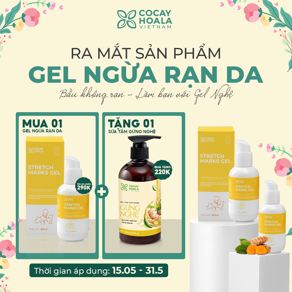 Kem Ngừa Rạn Da Gel Nghệ Cocayhoala- Ngăn Ngừa Và Làm Giảm Rạn Da Khi Mang Thai, Làm Mờ Vết Thâm 80ml