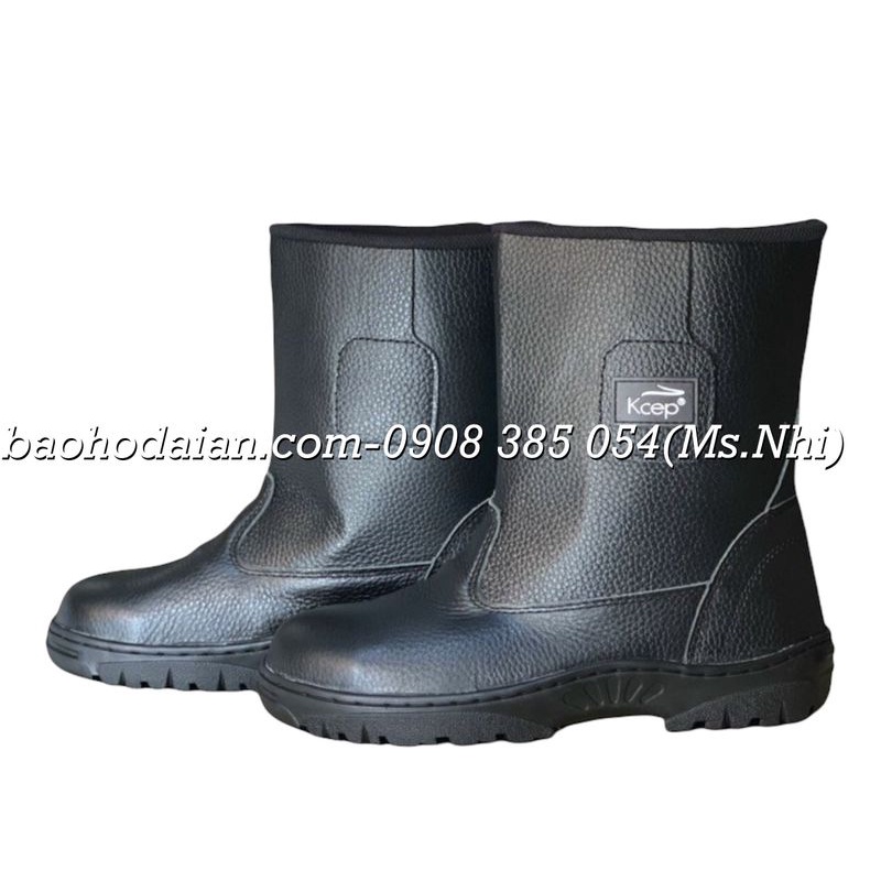 Ủng bảo hộ lao động Kcep màu đen chất liệu da bò và mũi thép bảo vệ chân- Hình thật