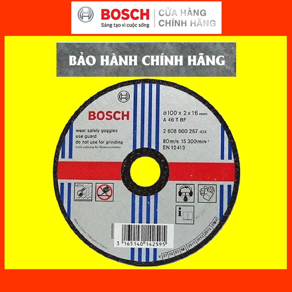 [CHÍNH HÃNG] Đá Cắt Bosch (2608600267) 100x2.0x16mm (Sắt), Giá Đại Lý Cấp 1, Bảo Hành Tại TTBH Toàn Quốc