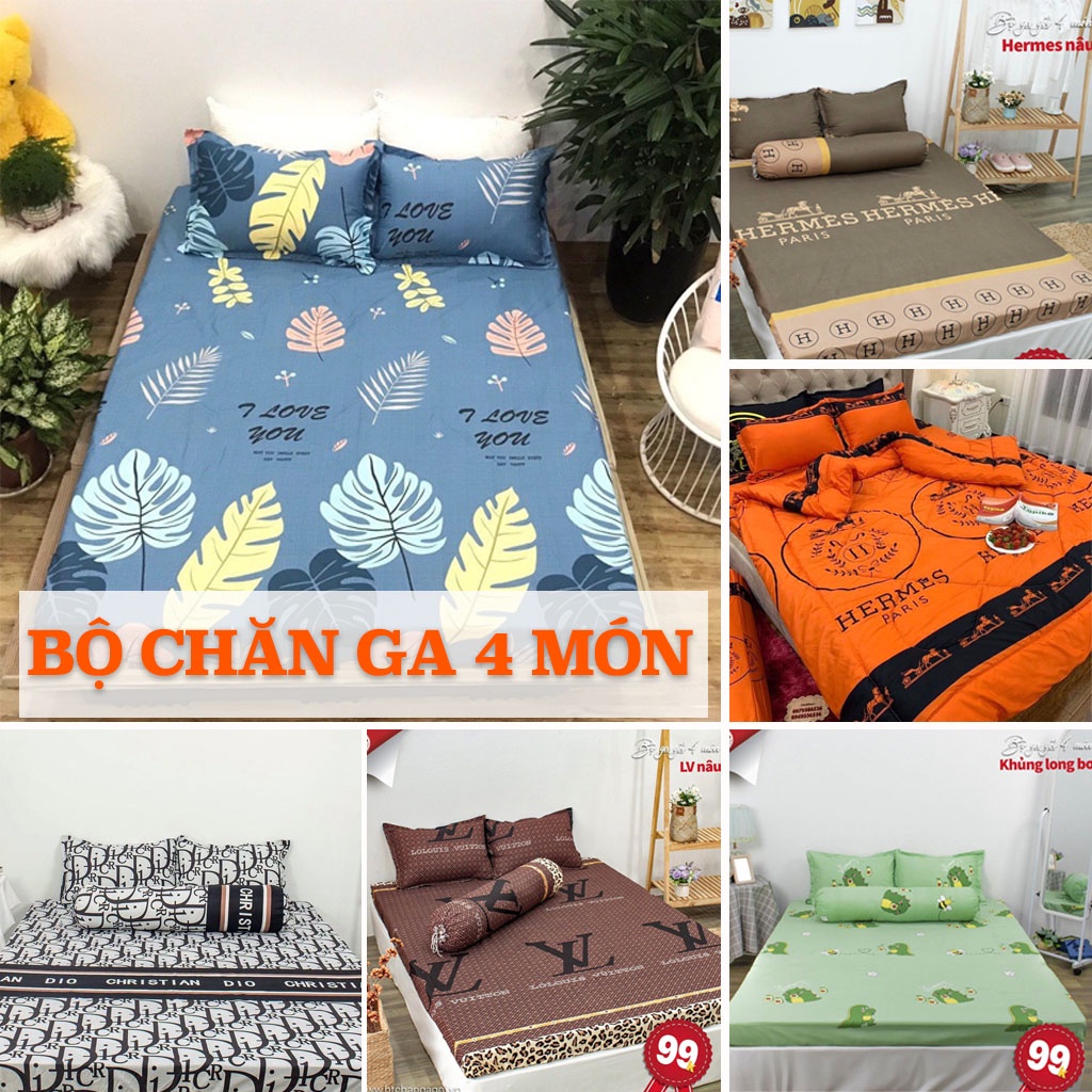 Bộ chăn ga gối Cotton poly cao cấp , drap giường phong cách Hàn Quốc đủ size (không kèm ruột)