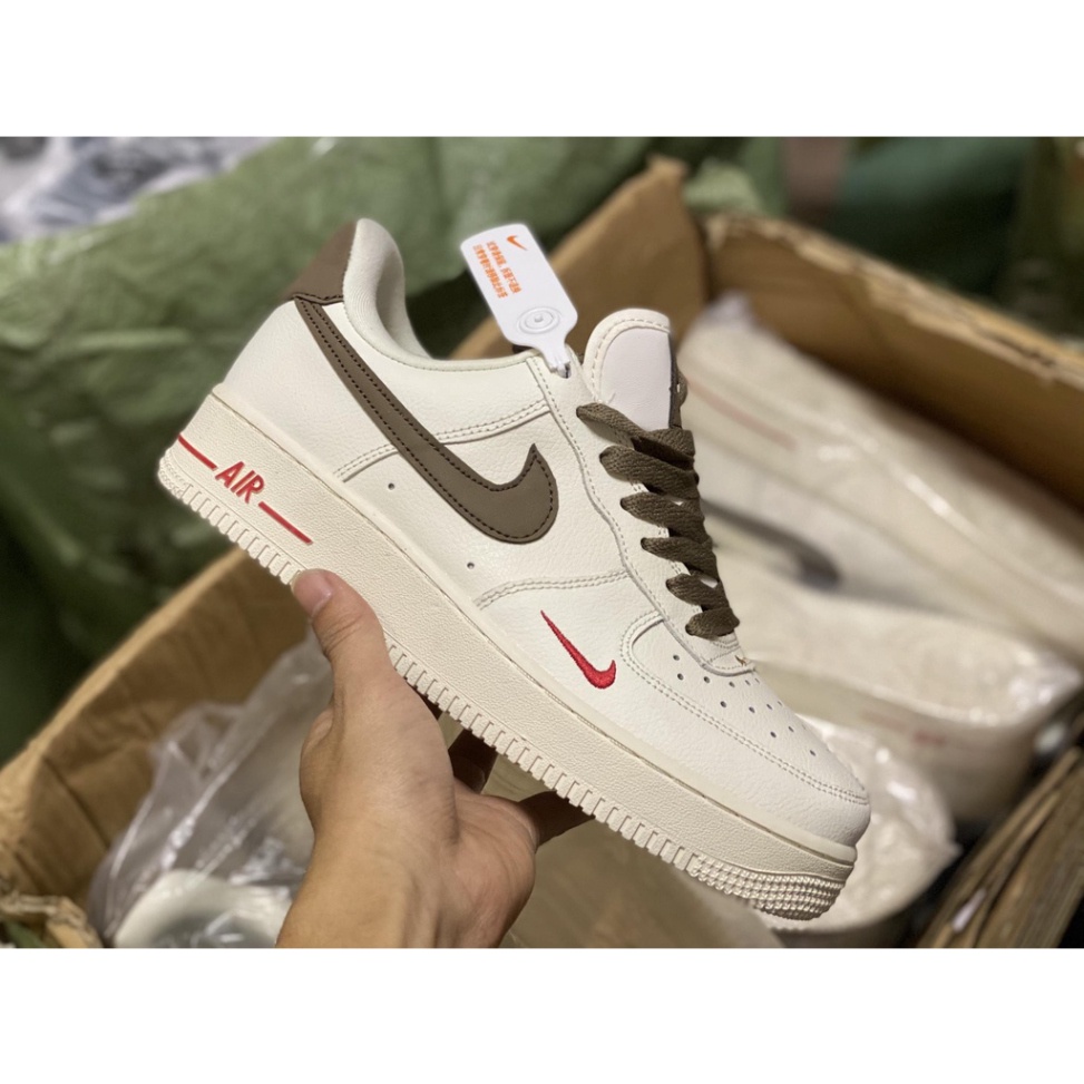 Giày thể thao nike_AF1 vệt nâu, Giày sneaker air force 1 low premium white brown nam nữ cực chất dễ phối đồ