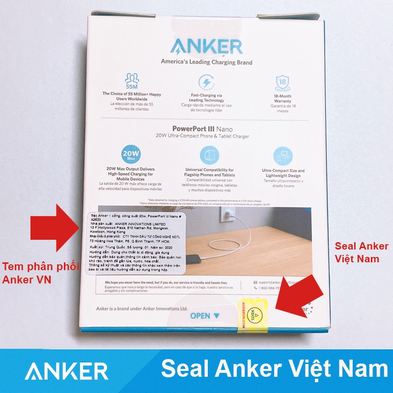 Củ sạc Anker 20w A2633 PowerPort III Nano 1 cổng USB-C PiQ 3.0 sạc nhanh 11 12 13 - tistore