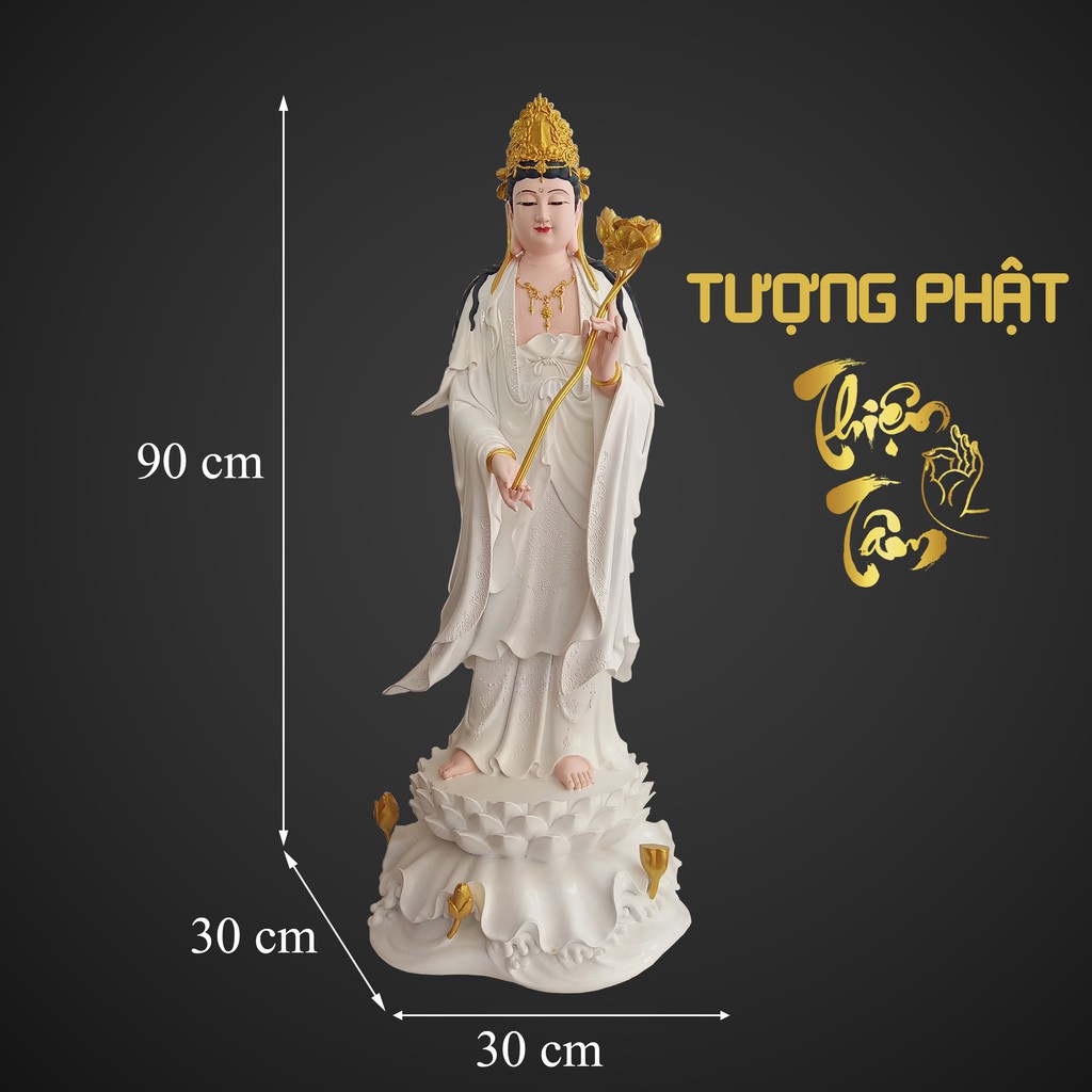 Bộ Tượng Tây Phương Tam Thánh Đứng 90cm Màu Trắng - Mẫu tượng Đài Loan