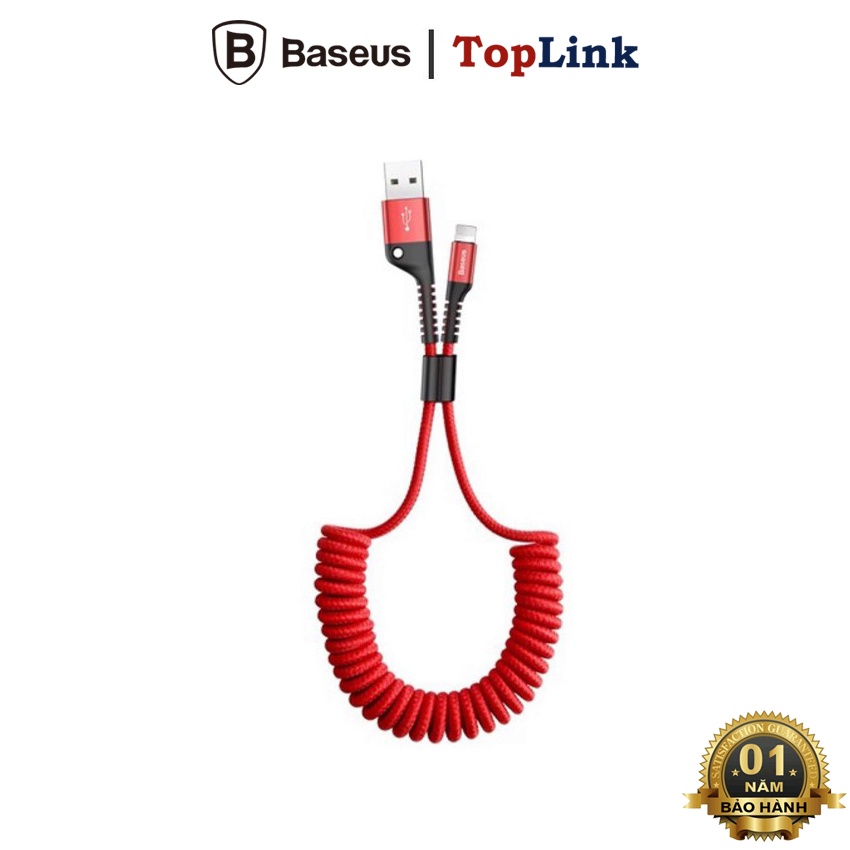 Cáp Sạc Dây Xoắn Đàn Hồi Baseus Fish Eye Spring Data Dùng Cho Điện Thoại Nhà Táo
