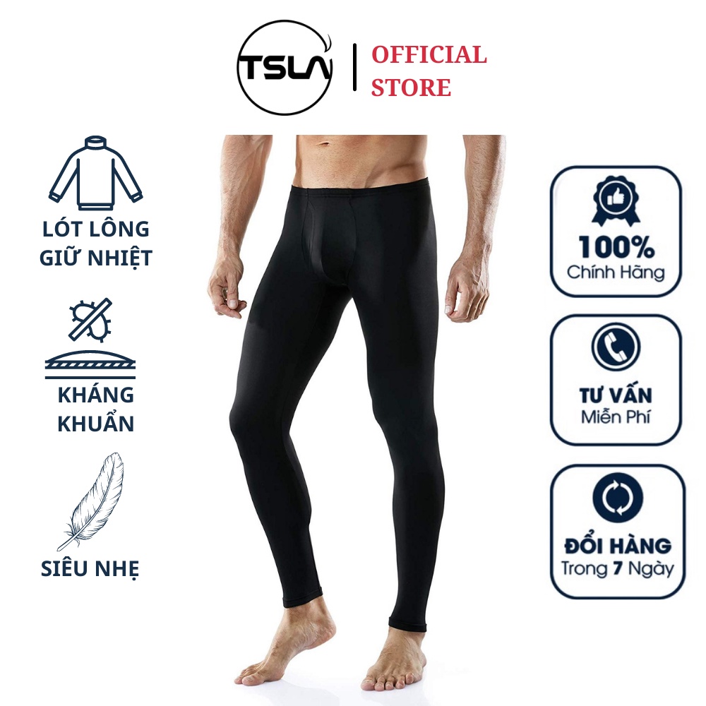 Quần legging thể thao giữ nhiệt nam TSLA lót lông cừu ôm body tập gym bóng rổ đánh bóng banh mùa lạnh thu đông