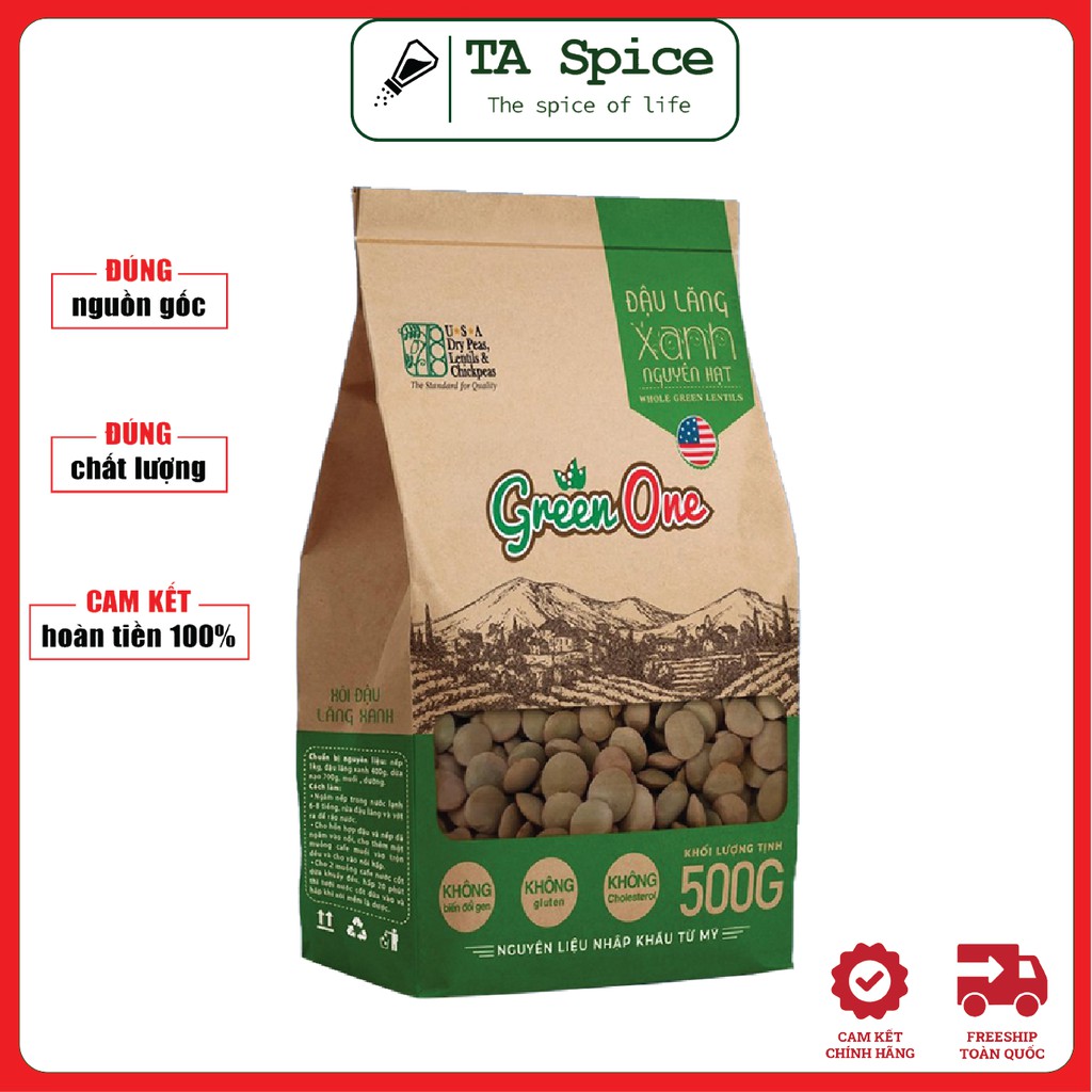 Đậu Lăng Xanh Hữu Cơ - Phù Hợp Cho Thực Đơn KETO Giảm Cân - 500gr - Organic Green Lentils