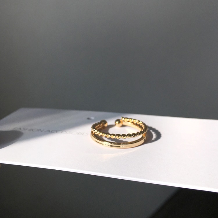 Nhẫn Hở Hai Lớp Họa Tiết Kẻ Sọc Bằng Kim Loại 19931