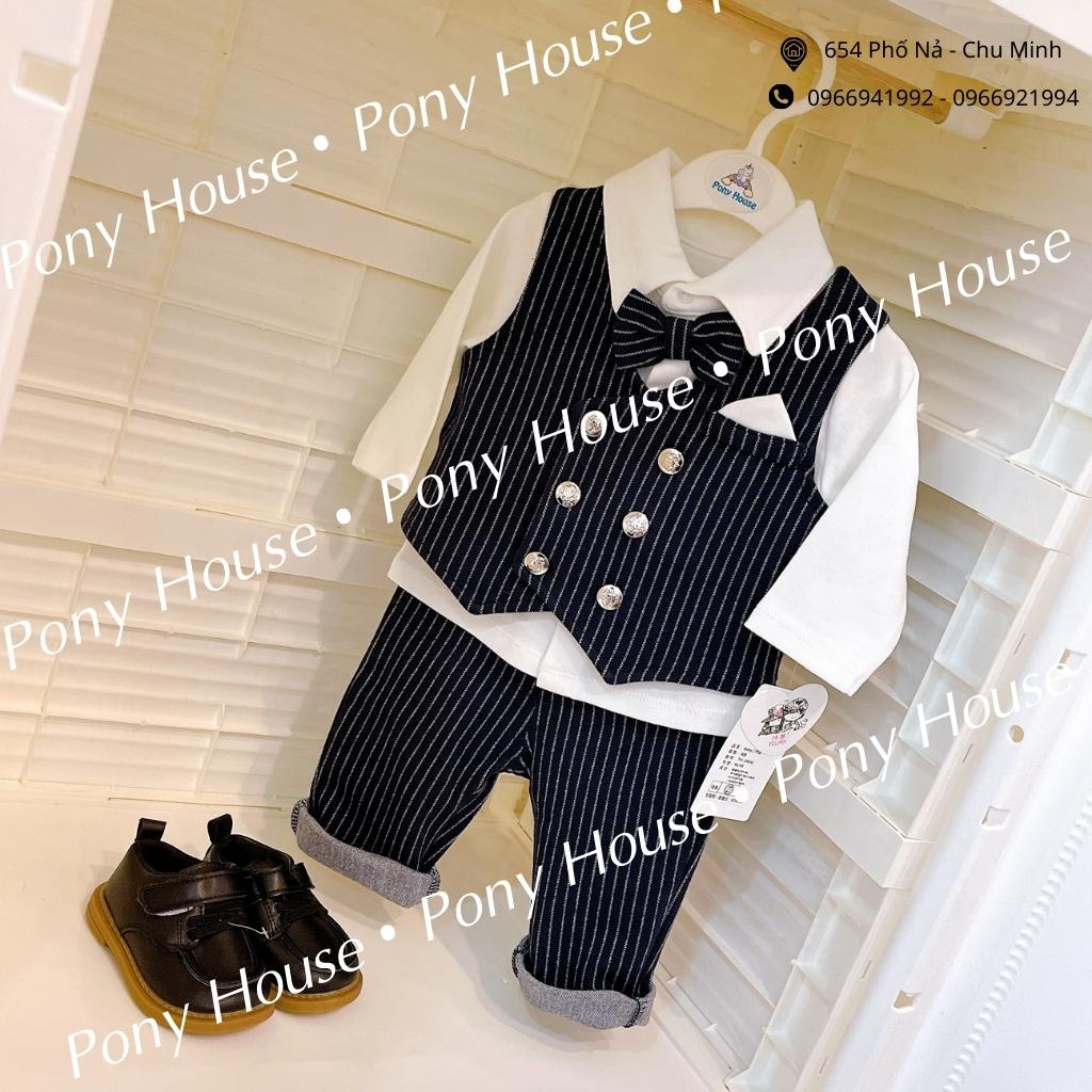 Set Bộ Công Tử Vest 3 chi tiết kèm nơ Chất Cotton Mềm, Mịn, Dày Dặn dành cho bé trai 3-24m