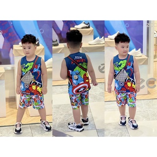 (22-35kg)Bộ sát nách thun lạnh bé trai