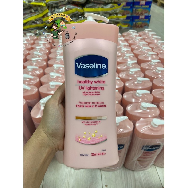 Sữa dưỡng thể Vaseline Healthy white UV lightening của Mỹ