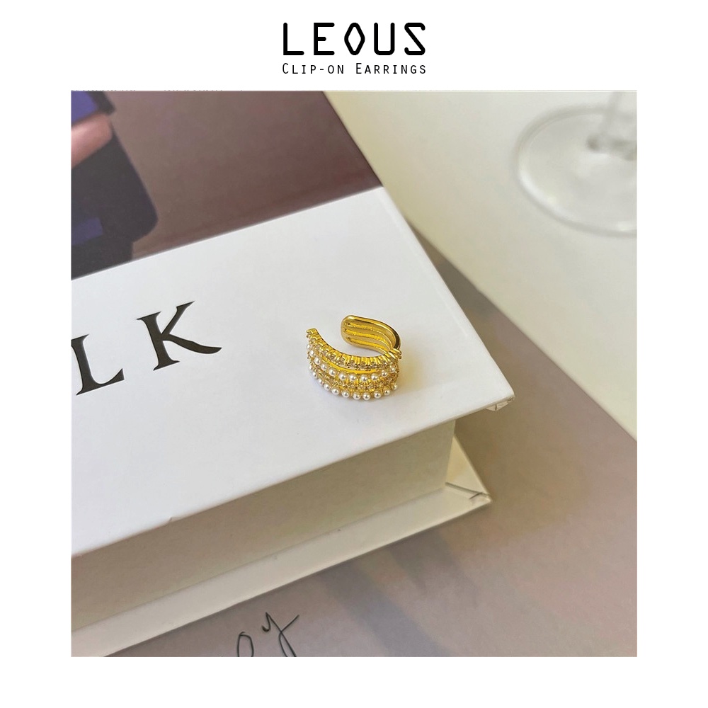 Khuyên tai kẹp vành một bên không bấm lỗ K082 bằng hợp kim mạ vàng Leous Accessories (1 chiếc)