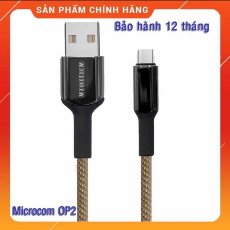 CÁP SẠC IPHONE MICROCOM OP2 Sạc Nhanh 2A Có Đèn Tự Ngắt dài 1m, dây xạc iphone bọc dù chính hãng