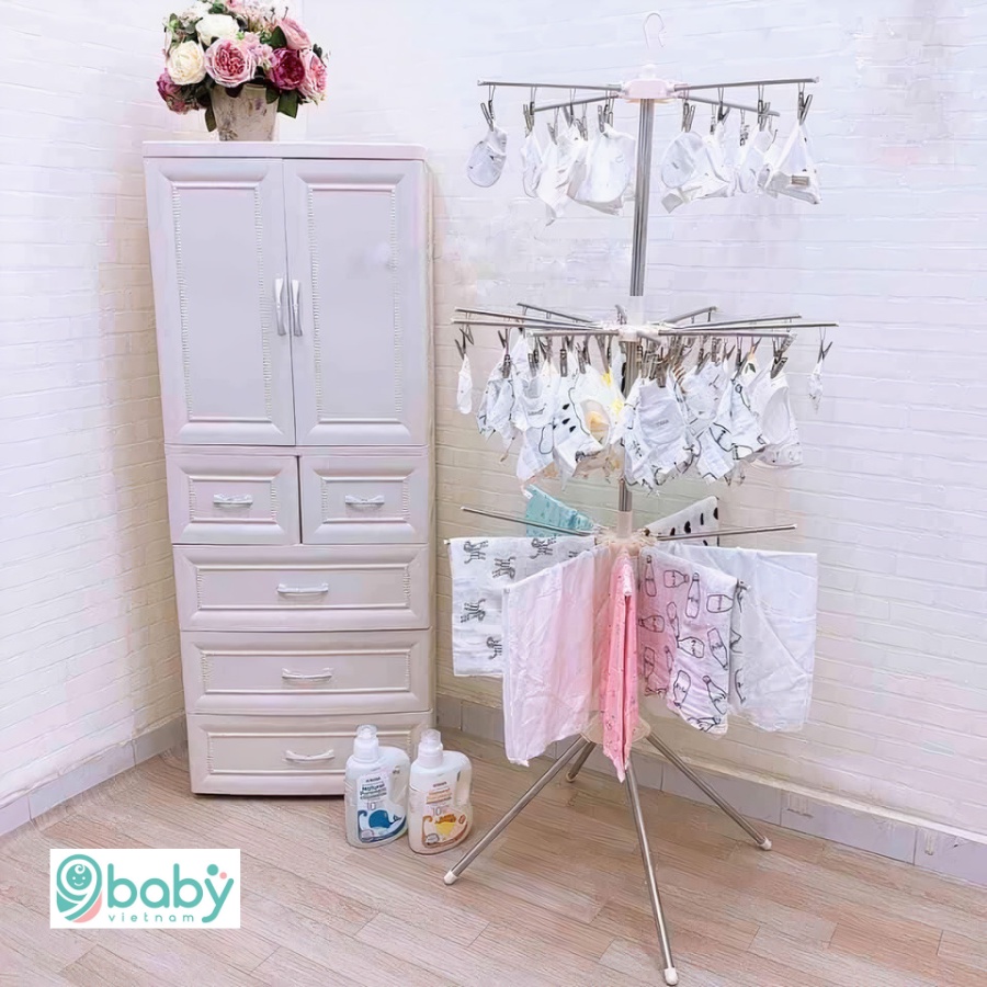 Cây phơi đồ 9BABY đa năng inox 3 tầng cao cấp