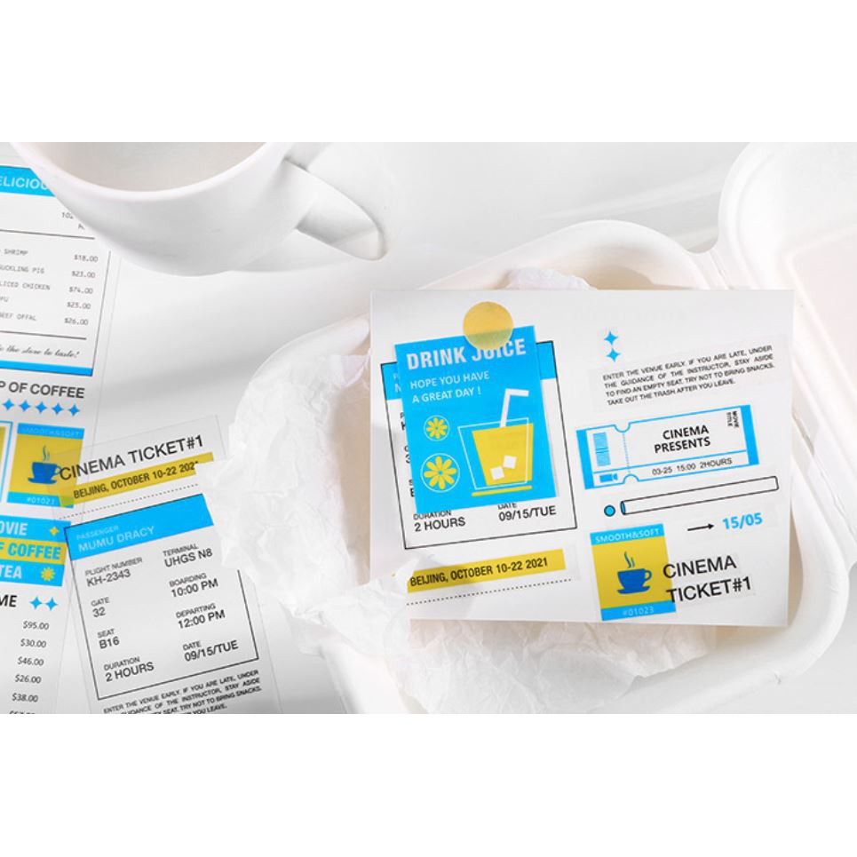 Bộ 3 tấm sticker PET Infeel.me Bill addiction hình dán trang trí sổ tay | BSB254