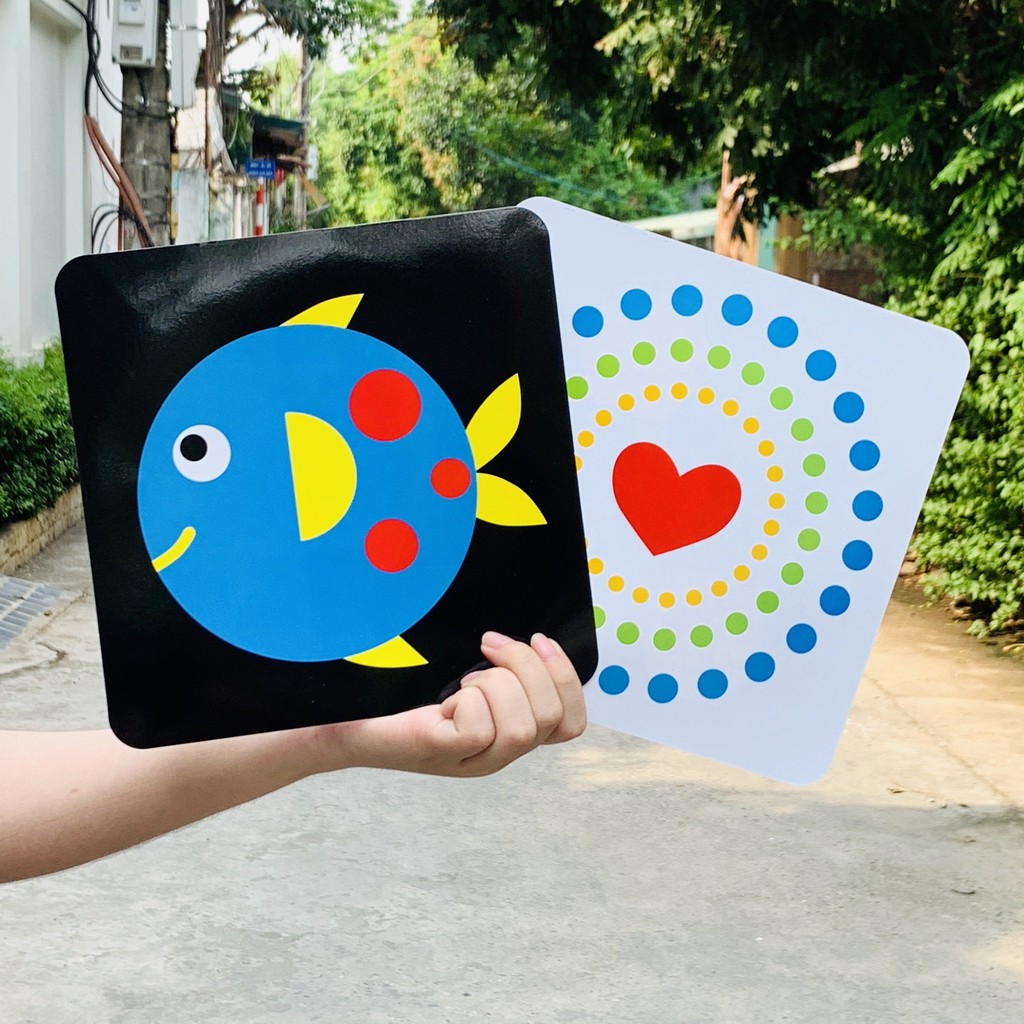 Thẻ Học Thông Minh Bộ Thẻ Flast Card Cho Trẻ Từ 6 Đến 12 Tháng Phát Triển Thị Giác Và Trí Tuệ, Chất Liệu Chống Thấm Nước